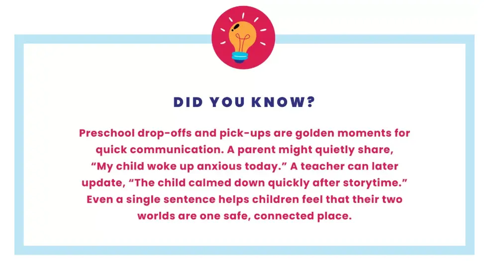 Preschool drop off and pick-ups as golden moments 